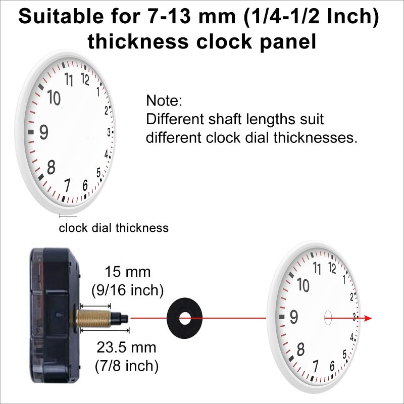 EMOON Clock Movement Mechanism Kit with 3 Pack Hands, Silent Sweep Quartz 12888 Motor, DIY Replacement for Custom Clock - Image 2